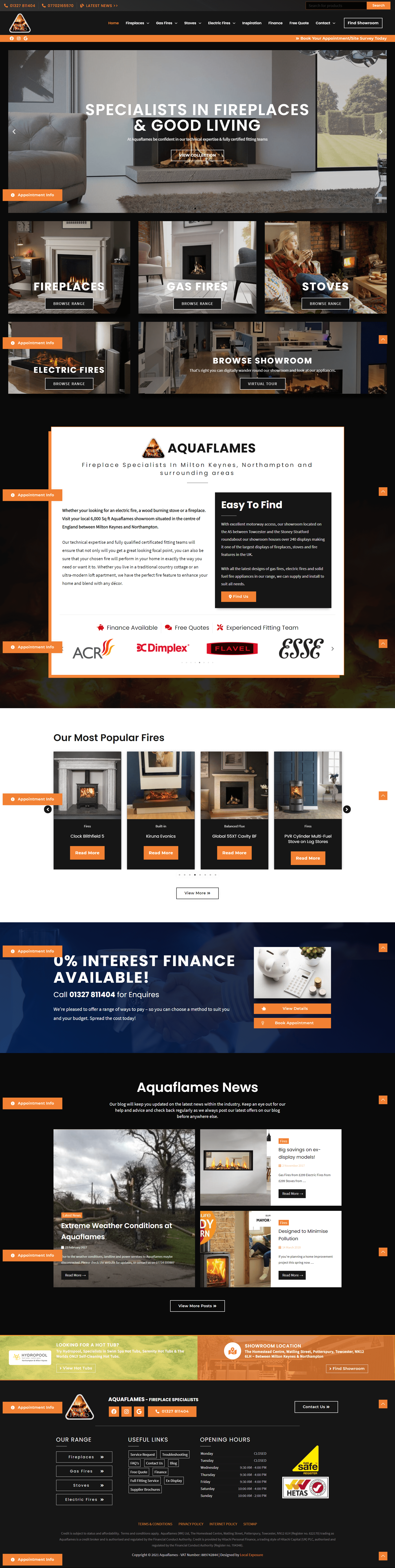 Fireplace Showroom Web Design Example